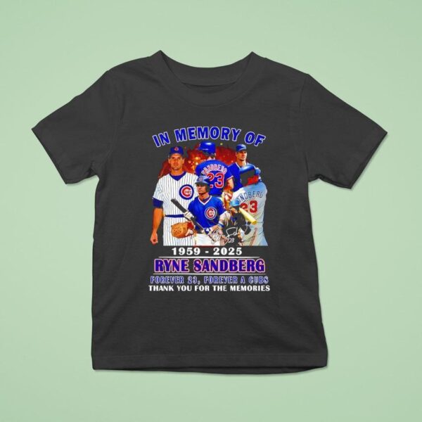 In Memory Of Ryne Sandberg Chicago Cubs Thank You For The Memories Signature T Shirt