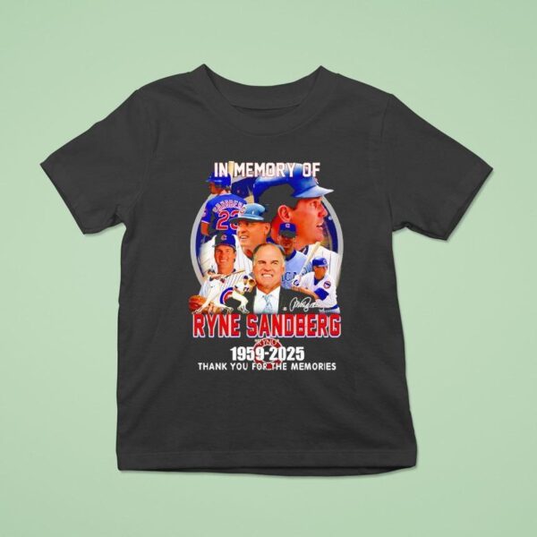 In Memory Of Ryne Sandberg Chicago Cubs Thank You For The Memories Signature T Shirt