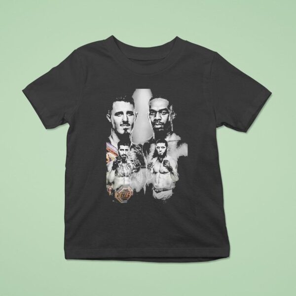 Islam Makhachev Vs Ilia Topuria Ufc Superfight Concept With Championship Belts And Faceoff T Shirt