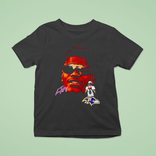 Lamar Jackson Big Face Baltimore Ravens Football Signature T Shirt