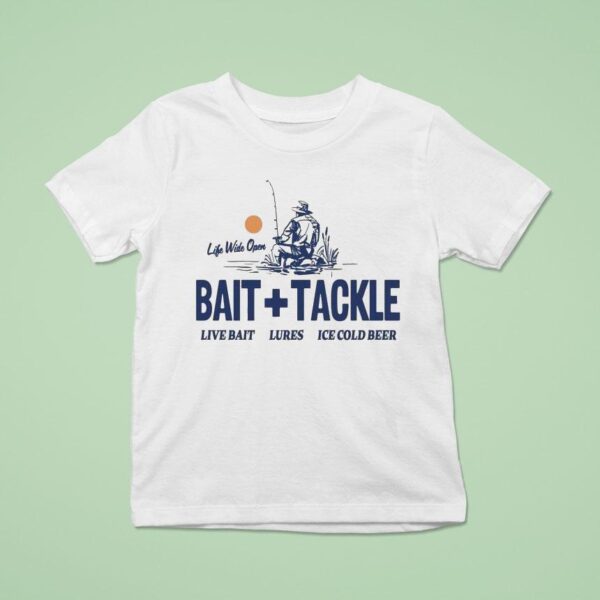 Live Bait Lures Ice Cold Beer Bait And Tackle Life Wide Open Cboystv Sunse T Shirt