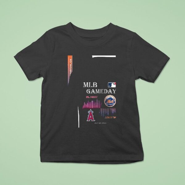 Los Angeles Angels Vs New York Mets Mlb Gameday Schedule Skyline City T Shirt