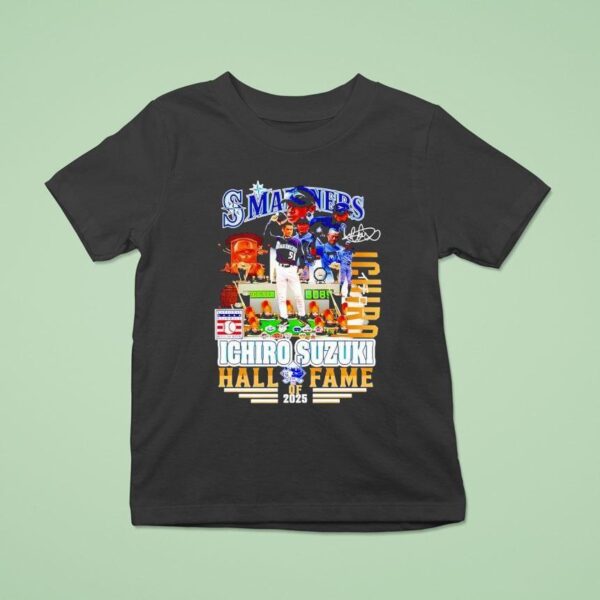 Mariners Ichiro Suzuki Hall Of Fame Signature T Shirt