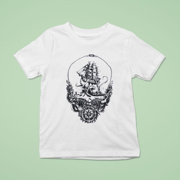 Octopus Battle With Ship In Grateful Dead Logo T Shirt