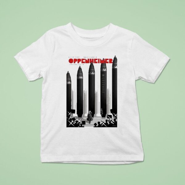 Oppenheimer Movie Minimalist Christopher Nolan Film Art Atomic Bomb For Sci Fi Lovers T Shirt