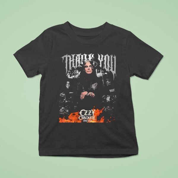 Ozzy Osbourne Fire Horns Thank You Collage T Shirt