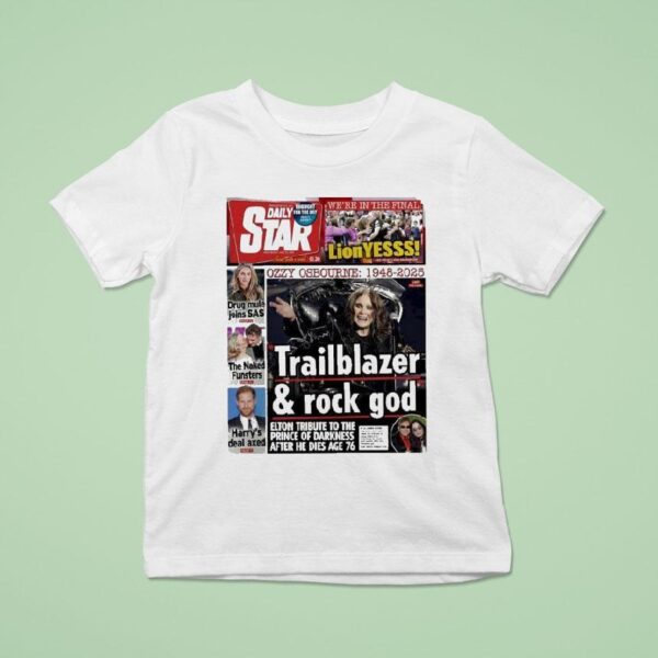 Ozzy Osbourne Trailblazer And Rock God On July With Final Photo And Elton John Farewell T Shirt