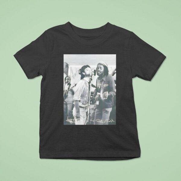Peter Tosh Mick Jagger Walk And Don T Look Back Signatures T Shirt