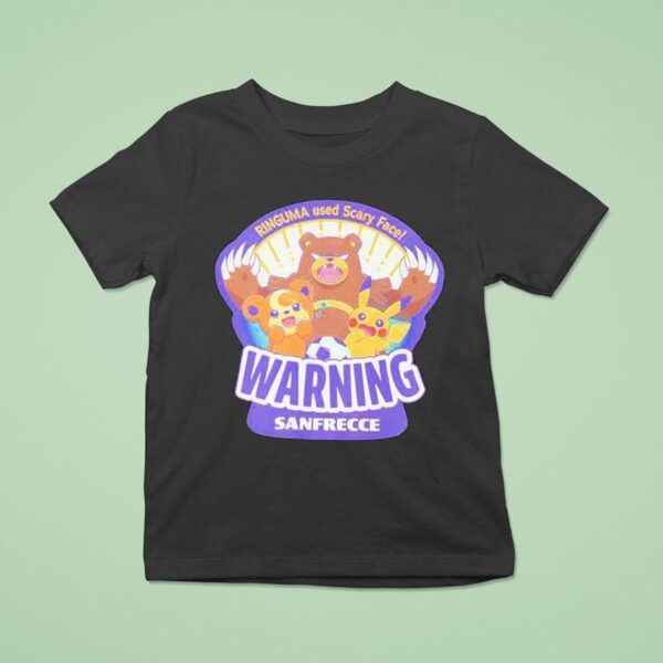 Pokemon Center Hiroshima Warning Sanfrecce Ringuma Used Scary Face T Shirt