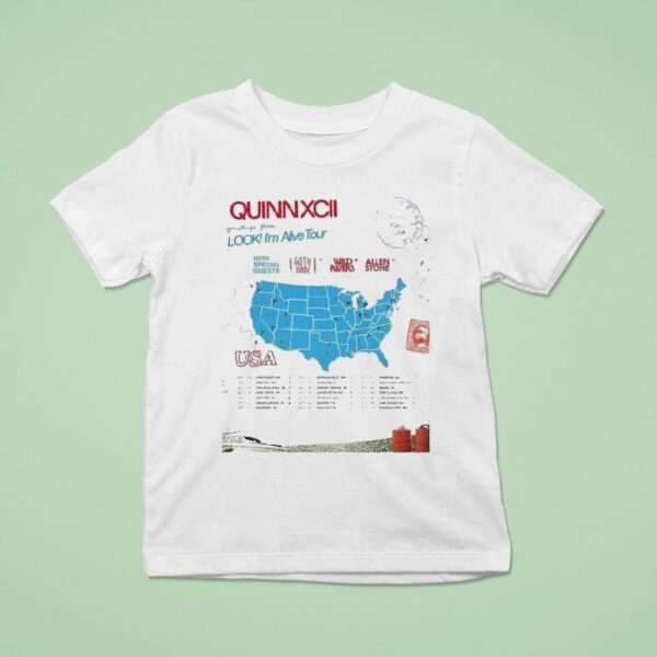 Quinn Xcii Greetings From Look I M Alive Tour Dates Usa Map T Shirt