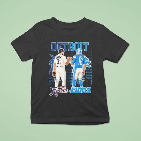 Riley Greene And Jared Goff Detroit Tigers X Detroit Lions Signatures T Shirt