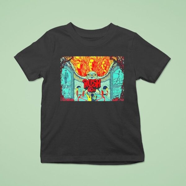 Rush Th Anniversary Featuring Portraits And Owl In Surrealist Museum T Shirt