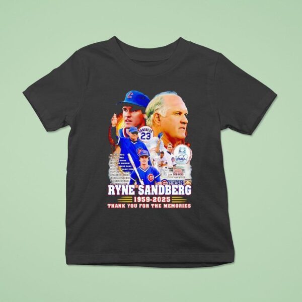 Ryne Sandberg Chicago Cubs Thank You For The Memories T Shirt