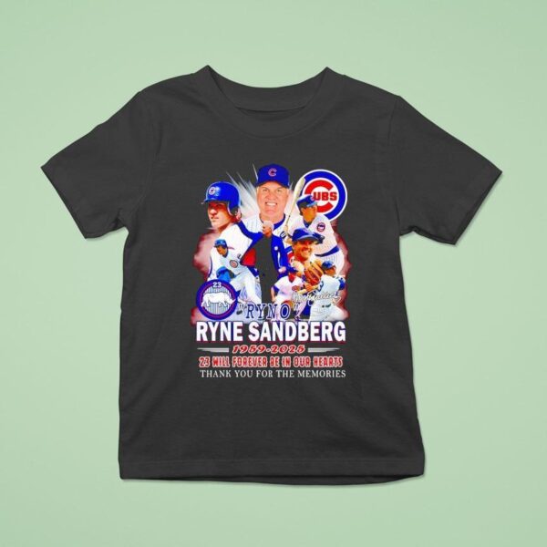 Ryne Sandberg Ryno Chicago Cubs Thank You For The Memories Signature T Shirt