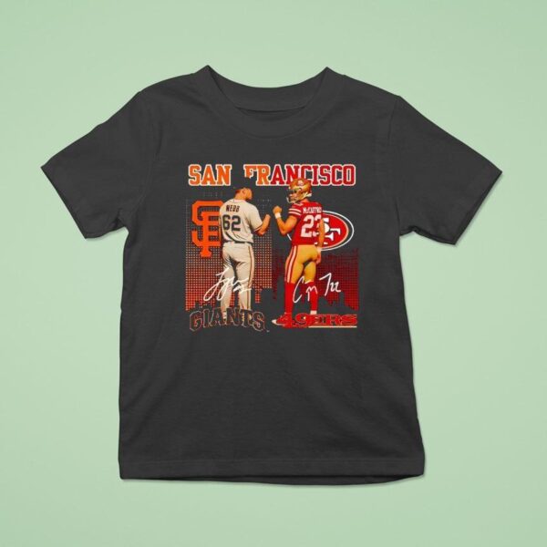 San Francisco City Skyline Webb Giants And Mccaffrey San Francisco Ers Signatures T Shirt