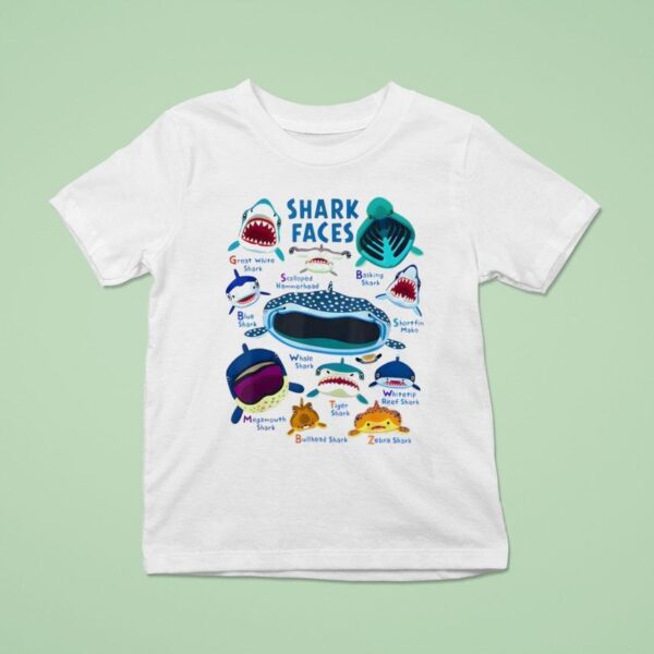 Shark Faces Chart Kinds Of Type Shark T Shirt