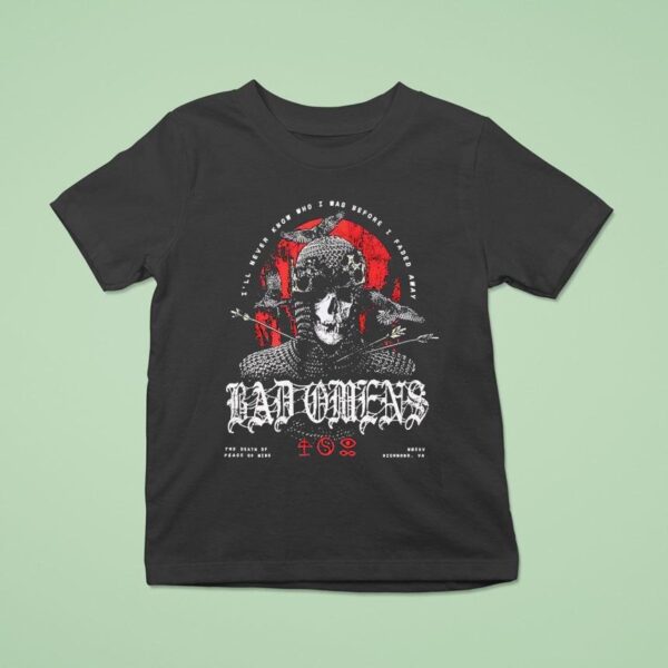 Skeleton Bad Omens The Death Of Peace Of Mind Medieval King T Shirt