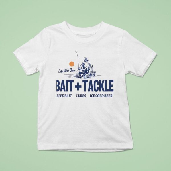 Sunset Life Wide Open Bait And Tackle Live Bait Lures Ice Cold Beer T Shirt