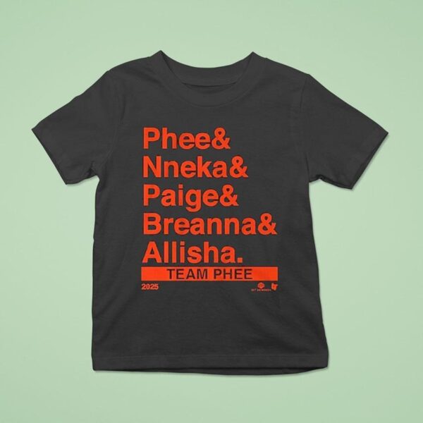 Team Phee All Star Lineup Ampersand Phee Nneka Ogwumike Paige Bueckers Breanna Stewart Allisha Gray T Shirt