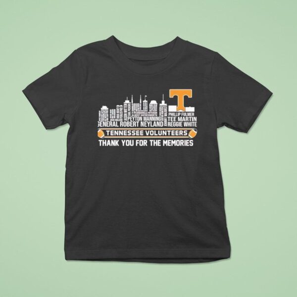 Tennessee Volunrs City Skyline All Names Of Legends Thank You For The Memories T Shirt