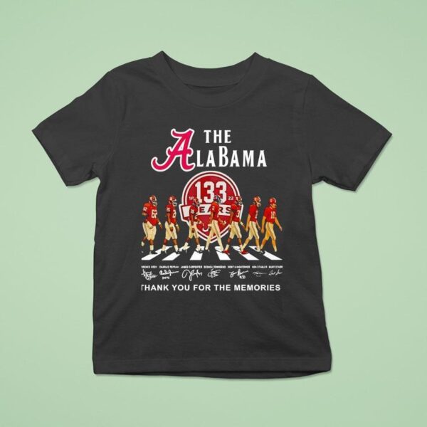 The Alabama Crimson Tide Walking Across Thank You For The Memories Signatures T Shirt