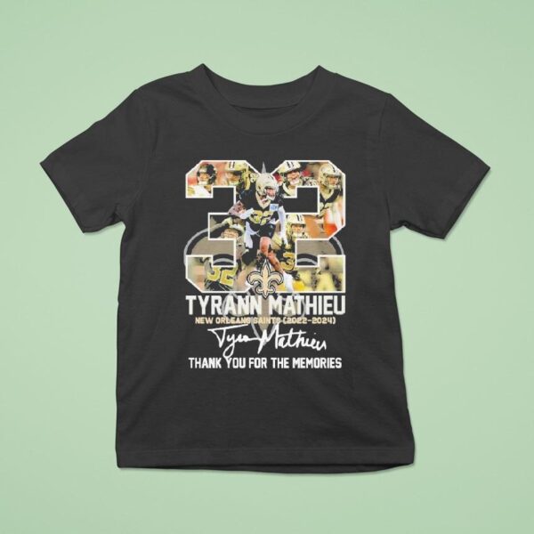Tyrann Mathieu New Orleans Saints Thank You For The Memories Signature T Shirt