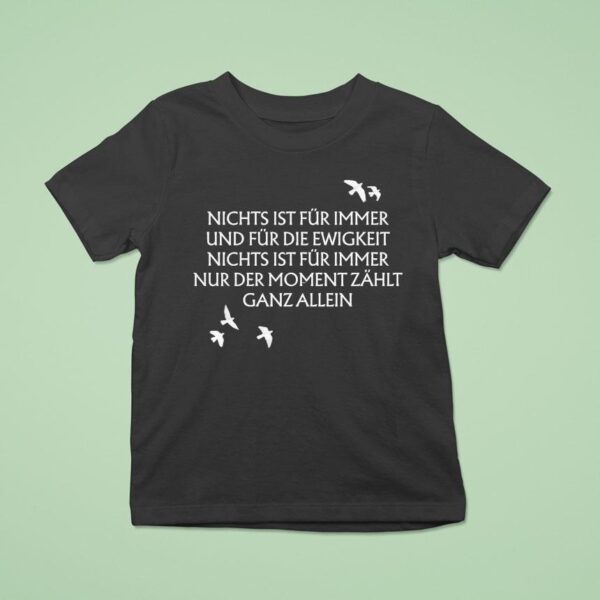 Unheilig Nichts Ist Fr Immer Und Fr Die Ewigkeit Nichts Ist Fur Immer Nur Der Moment Zahlt Ganz Allein Birds T Shirt