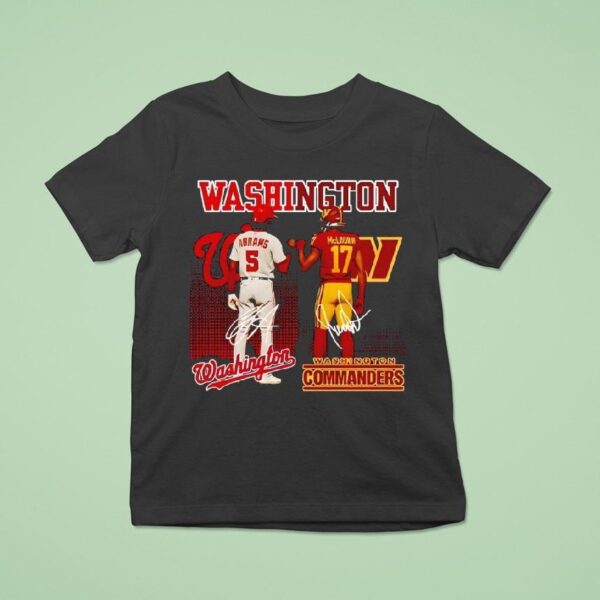 Washington City Skyline Abrams Washington Nationals And Mclaurin Commanders Signatures T Shirt