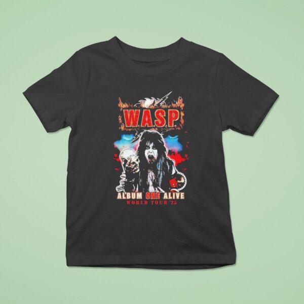Wasp Album One Alive World Tour Skull Holding Demon Vocalist T Shirt