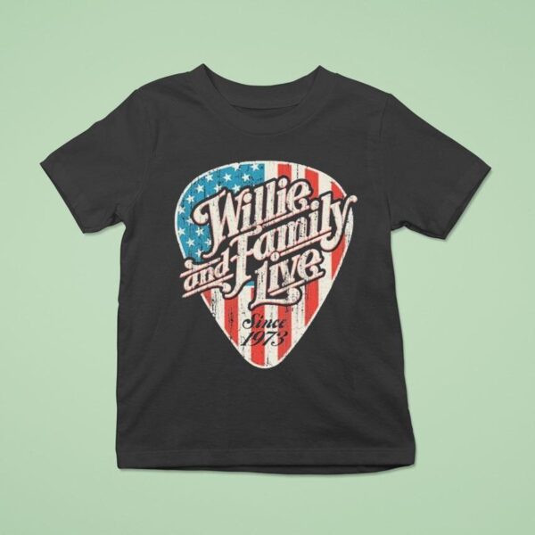 Willie Nelson Willie And Family Live Since Guitar Pick Logo T Shirt