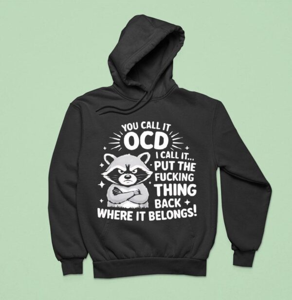 Angry Raccoon You Call It Ocd I Call It Fcking Think Back Where It Belongs Hoodie