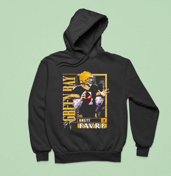 Brett Favre Green Bay Quarterback Number Four Football Signature Hoodie