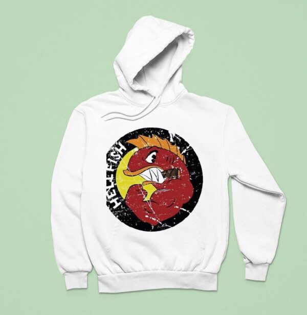 Flying Hellfish Smoking Logo Retro Hoodie