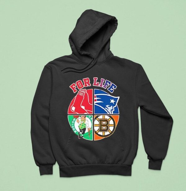 For Life Boston Red Sox Patriots Celtics And Bruins Circle Logos Hoodie