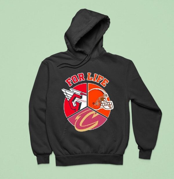 For Life Cleveland Guardians Browns And Cavaliers Circle Logos Hoodie