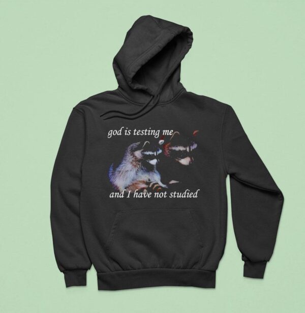 God Is Testing Me And I Have Not Studied Racoon Hoodie