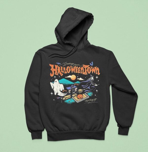 Greetings From Halloweentown Est D Long Ago Ghost Witch Hoodie