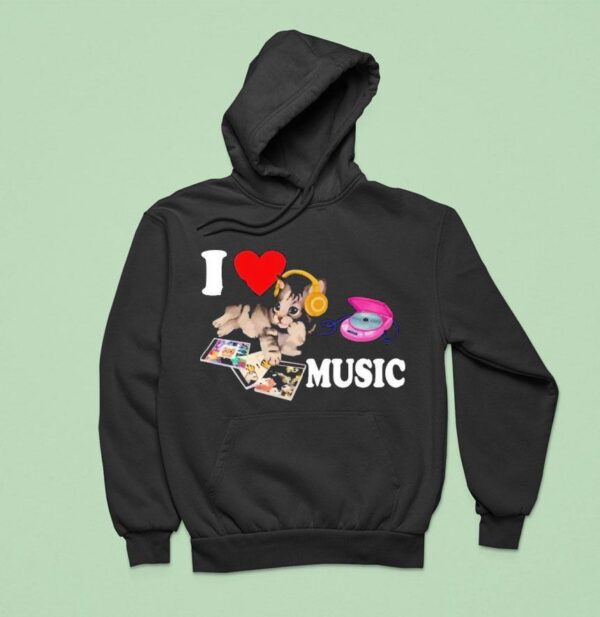 I Love Music Cat Hoodie