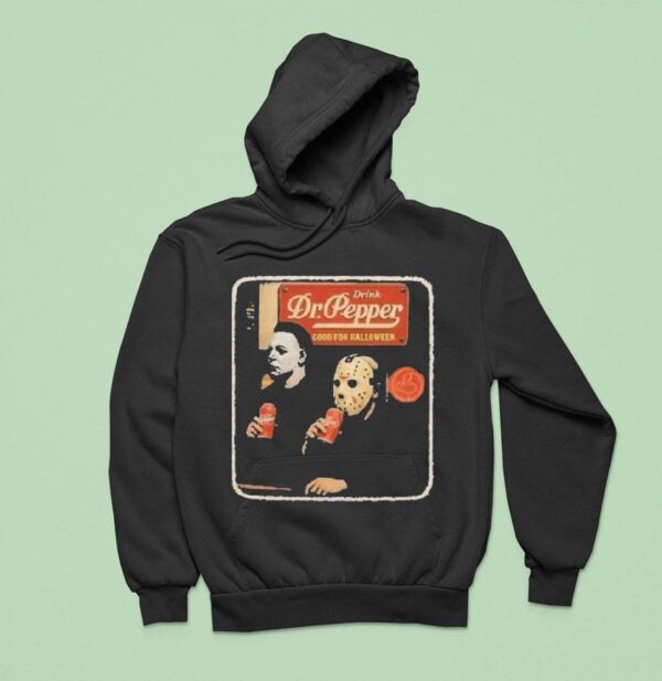 Michael Myers And Jason Voorhees Dr Pepper Drink Scary Movie Halloween Hoodie