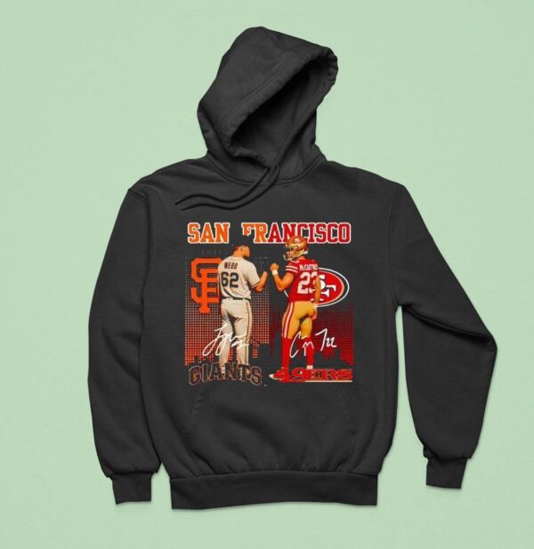 San Francisco City Skyline Webb Giants And Mccaffrey San Francisco Ers Signatures Hoodie