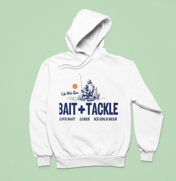 Sunset Life Wide Open Bait And Tackle Live Bait Lures Ice Cold Beer Hoodie