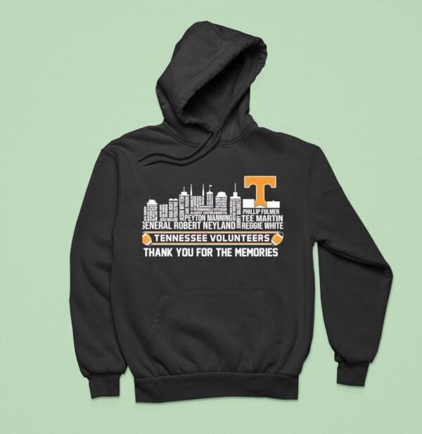 Tennessee Volunrs City Skyline All Names Of Legends Thank You For The Memories Hoodie