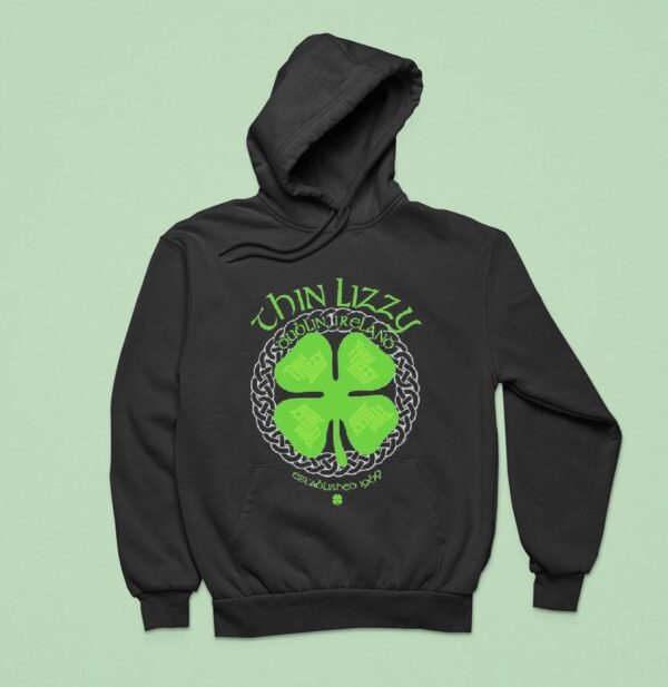 Thin Lizzy Dublin Ireland Celtic Shamrock Hoodie