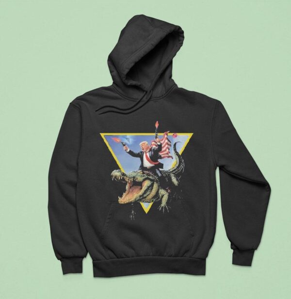 Trump Riding Alligator Alcatraz Gator Hoodie