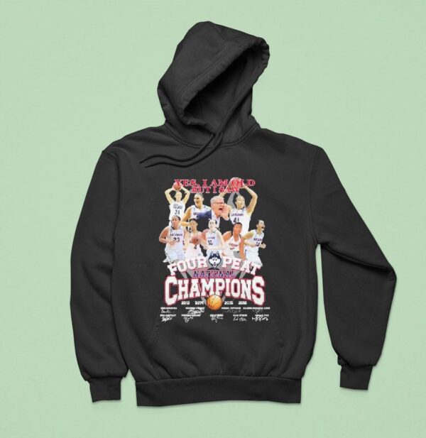 Uconn Huskies Yes I Am Old But I Saw Four Peat National Champions Signatures Hoodie
