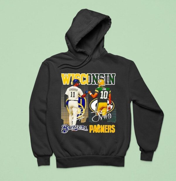 Wisconsin City Skyline Chourio Brewers And Love Packers Signatures Hoodie