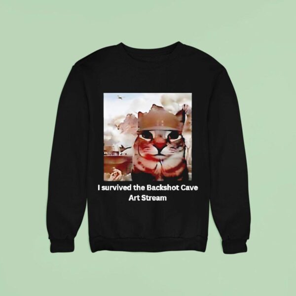 Cat Meme I Survived The Backshot Cave Art Stream Sweatshirt