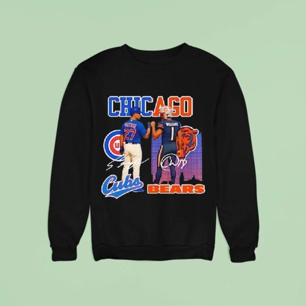Chicago City Skyline Suzuki Chicago Cubs And Williams Chicago Bears Signatures Sweatshirt