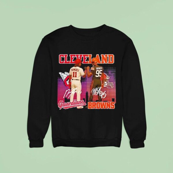 Cleveland City Skyline Ramirez Guardians And Garrett Browns Signatures Sweatshirt