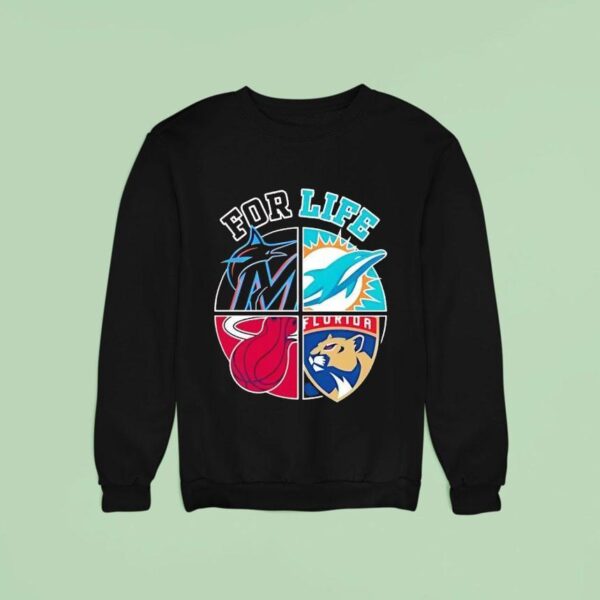 For Life Miami Dolphins Marlins Heat And Panthers Circle Logos Sweatshirt